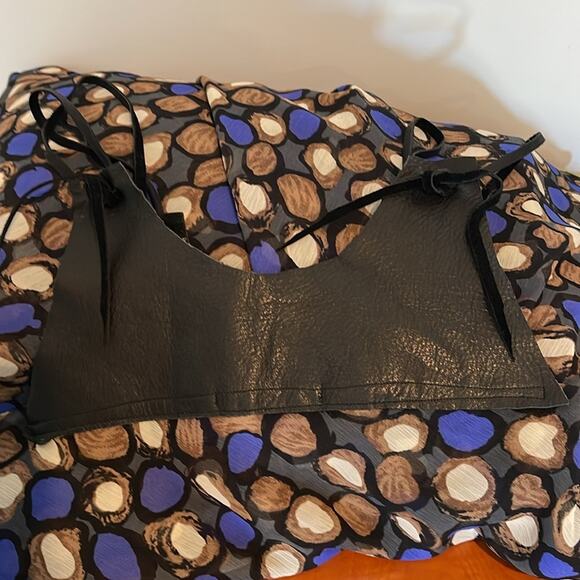 Katharine Story Handcrafted Multicolored Midi Asymmetrical Sundress Leather Trim - Picture 11 of 13